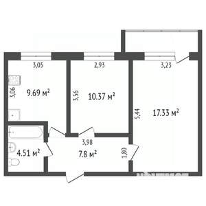 2-к квартира, вторичка, 50м2, 9/14 этаж