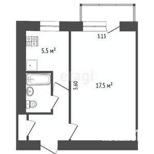 1-к квартира, вторичка, 30м2, 2/5 этаж