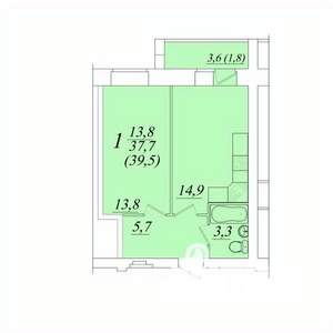 1-к квартира, строящийся дом, 40м2, 7/10 этаж