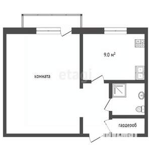 1-к квартира, вторичка, 38м2, 2/5 этаж