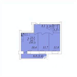 2-к квартира, строящийся дом, 58м2, 2/10 этаж