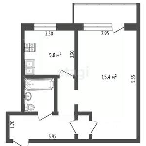 1-к квартира, вторичка, 31м2, 4/5 этаж