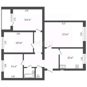4-к квартира, вторичка, 75м2, 4/5 этаж