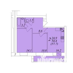 2-к квартира, строящийся дом, 58м2, 4/10 этаж