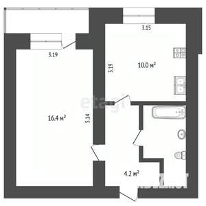 1-к квартира, вторичка, 37м2, 8/9 этаж