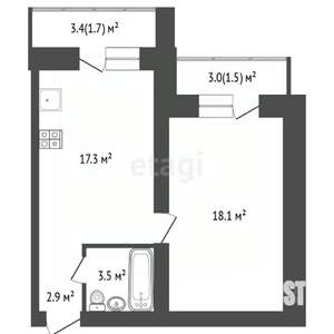 1-к квартира, вторичка, 45м2, 6/16 этаж