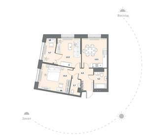 2-к квартира, вторичка, 59м2, 9/15 этаж