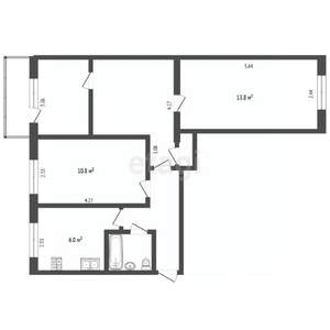 3-к квартира, вторичка, 60м2, 4/5 этаж