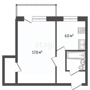 1-к квартира, вторичка, 31м2, 4/5 этаж