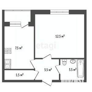 1-к квартира, вторичка, 30м2, 2/9 этаж