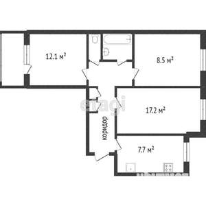 3-к квартира, вторичка, 60м2, 3/9 этаж