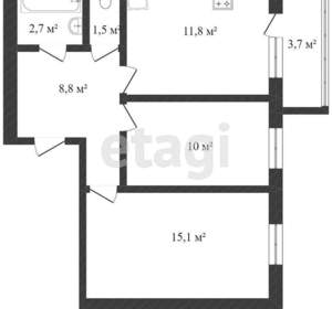 2-к квартира, вторичка, 50м2, 4/12 этаж