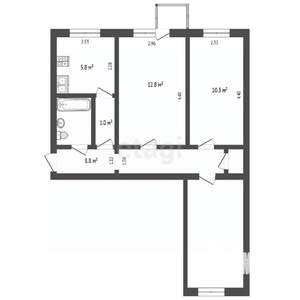 3-к квартира, вторичка, 55м2, 5/5 этаж