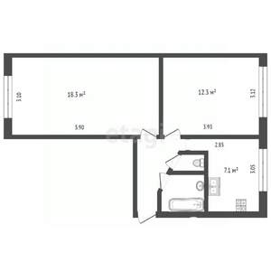 2-к квартира, вторичка, 45м2, 1/5 этаж