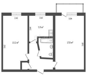 2-к квартира, вторичка, 45м2, 4/5 этаж