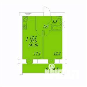 1-к квартира, строящийся дом, 42м2, 2/10 этаж