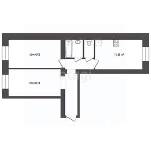 2-к квартира, вторичка, 61м2, 1/12 этаж