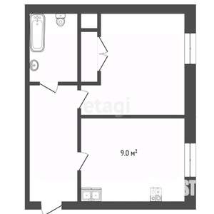 1-к квартира, вторичка, 29м2, 1/9 этаж