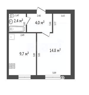 1-к квартира, вторичка, 31м2, 3/3 этаж