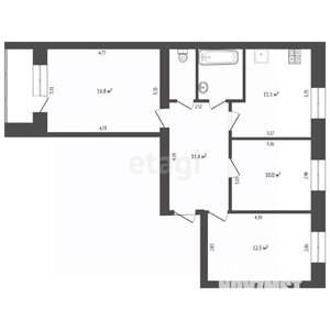 3-к квартира, вторичка, 72м2, 1/5 этаж