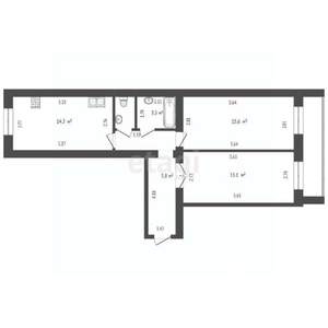 2-к квартира, вторичка, 61м2, 1/12 этаж