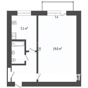 1-к квартира, вторичка, 32м2, 5/5 этаж