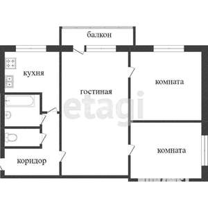 3-к квартира, вторичка, 49м2, 5/5 этаж