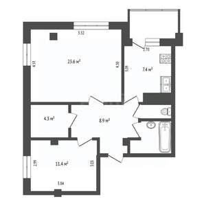 2-к квартира, вторичка, 61м2, 11/16 этаж