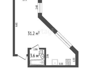 Студия квартира, вторичка, 35м2, 1/4 этаж