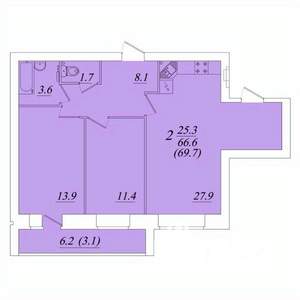 2-к квартира, строящийся дом, 70м2, 10/10 этаж