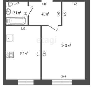 1-к квартира, вторичка, 31м2, 3/3 этаж