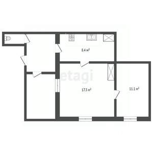 2-к квартира, вторичка, 37м2, 1/1 этаж