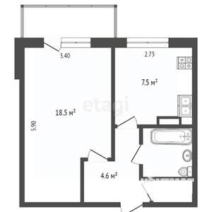 1-к квартира, вторичка, 36м2, 3/5 этаж