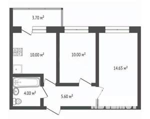 2-к квартира, вторичка, 45м2, 1/12 этаж