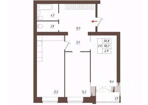 2-к квартира, строящийся дом, 78м2, 1/3 этаж