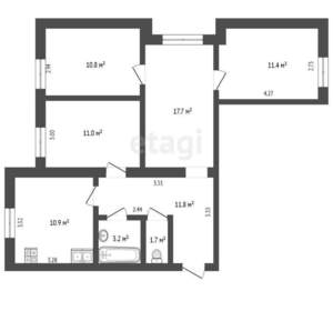 4-к квартира, вторичка, 79м2, 2/12 этаж