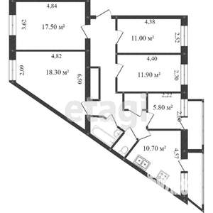 5-к квартира, вторичка, 97м2, 5/5 этаж
