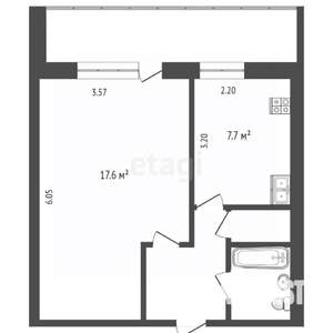 1-к квартира, вторичка, 39м2, 1/5 этаж