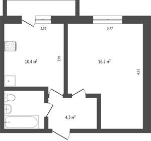 1-к квартира, вторичка, 33м2, 10/10 этаж