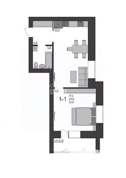 1-к квартира, сданный дом, 53м2, 7/10 этаж