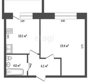 1-к квартира, вторичка, 40м2, 8/10 этаж
