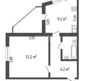 1-к квартира, вторичка, 34м2, 2/12 этаж
