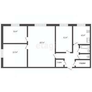 4-к квартира, вторичка, 62м2, 1/5 этаж