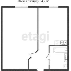 1-к квартира, вторичка, 35м2, 3/9 этаж
