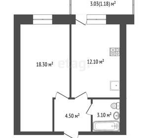 1-к квартира, вторичка, 38м2, 6/9 этаж