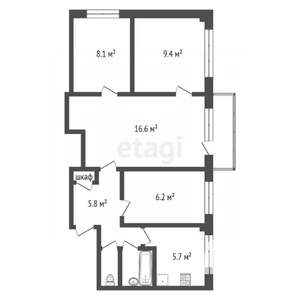 4-к квартира, вторичка, 60м2, 3/5 этаж