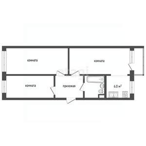 3-к квартира, вторичка, 63м2, 2/5 этаж