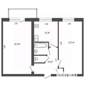 2-к квартира, вторичка, 44м2, 5/5 этаж