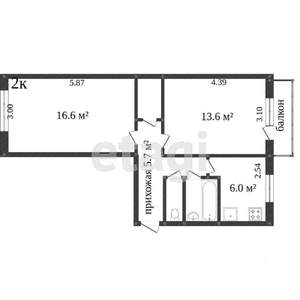 2-к квартира, вторичка, 50м2, 3/5 этаж