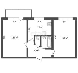 2-к квартира, вторичка, 45м2, 5/5 этаж